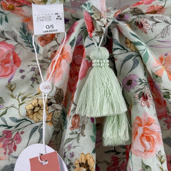 PQ PILYQ SWIM Sarong One Size Amanda Stanton Little Tassel Floral Beach Swim NWT - Picture 8 of 13